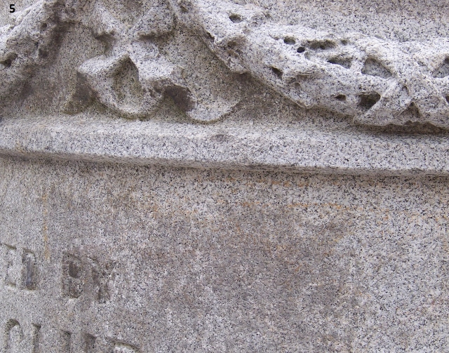 ornate section of concrete piece looks like a flower swag