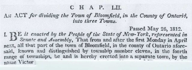 excerpt of the Incorporation of the Town of Victor Chapter LII